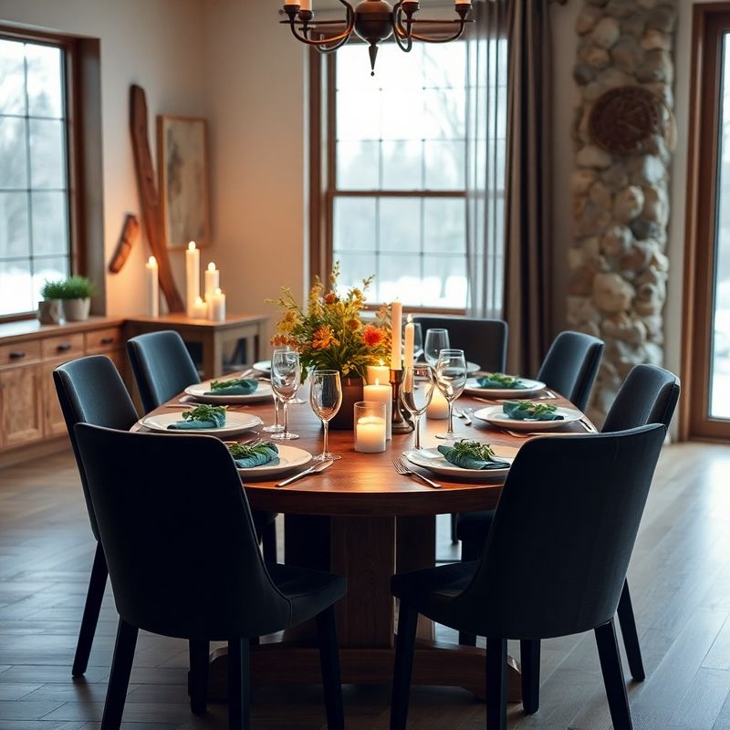 Intimate private dinner table set for eight in a Winnipeg home